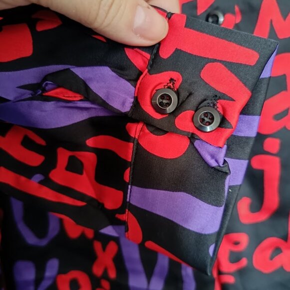 M💜Funky Colorful Purple/Red Button Down Shirt - Picture 5 of 9